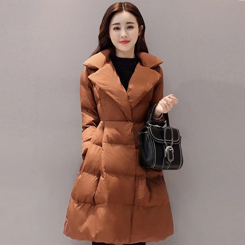 ภาพขนาดย่อ: Fdfklak Female Coat Winter Women Mid-Length Korean Loose Thick Warm A-Line Wais