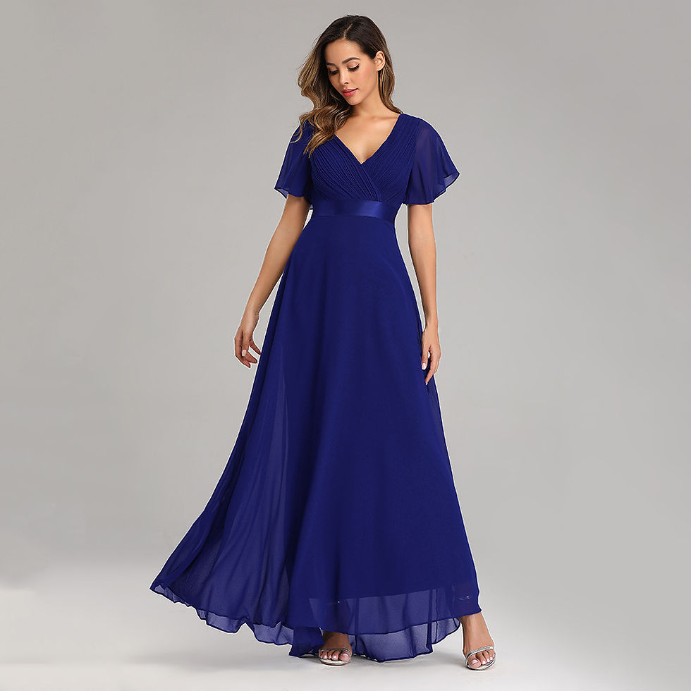 Miniatura: ICCLEK New Style Women V-Neck Chiffon Dress Wedding Evening Party Long Dress El