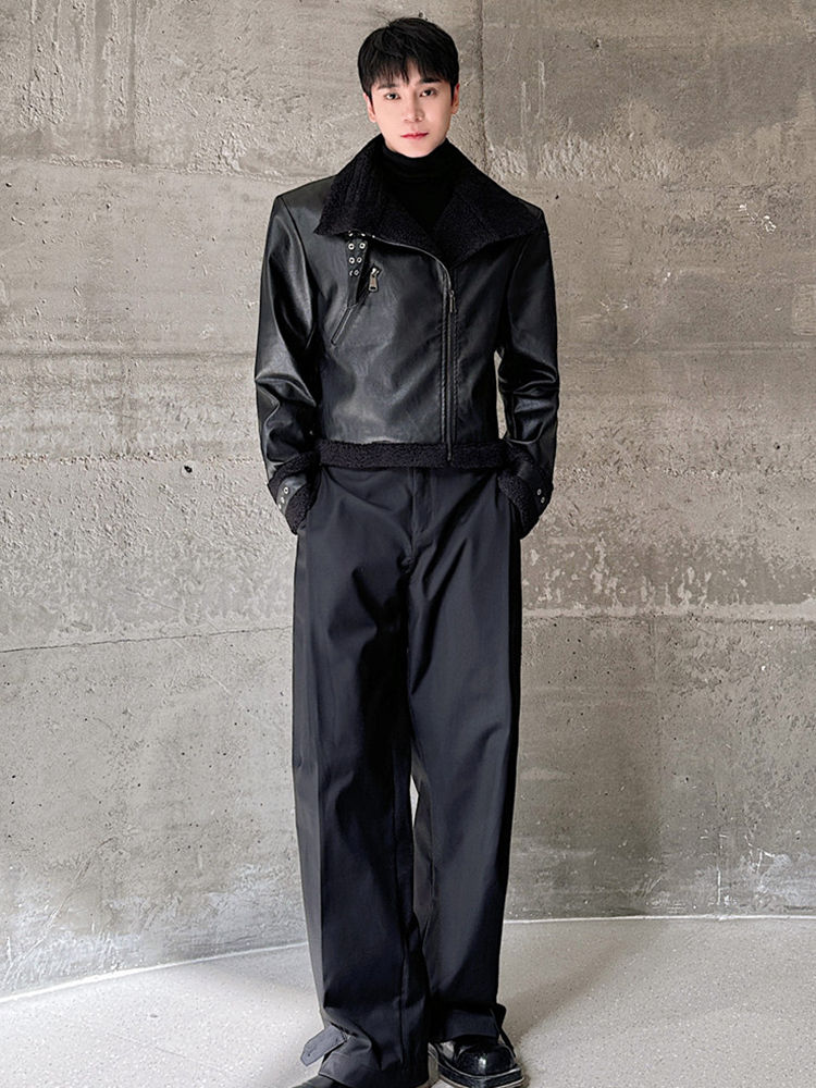الصورة المصغرة: LUZHEN 2023 Winter Trendy Imitation Leather Lamb Wool Liner Thermal Jacket Men