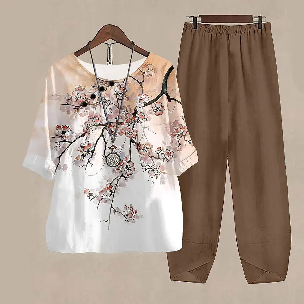 Thumbnail: Ladies Elegant Vintage Suit Butterfly Print White Two Piece Set Casual Female L