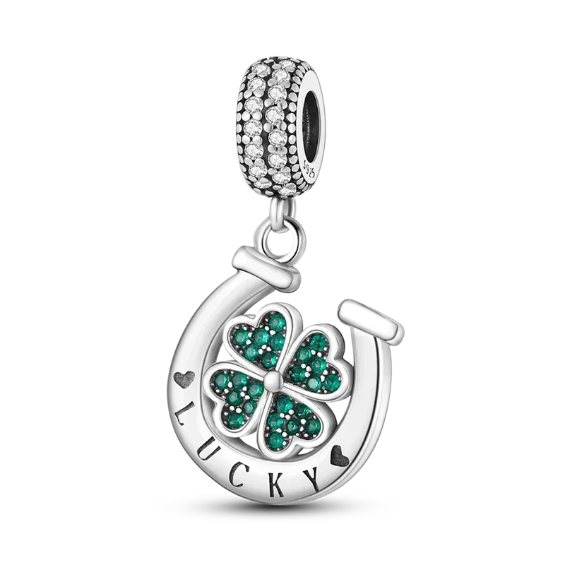 Thumbnail: 2022 New 925 Sterling SilverGreen Series Four-leaved Series Beads Charm Pendant