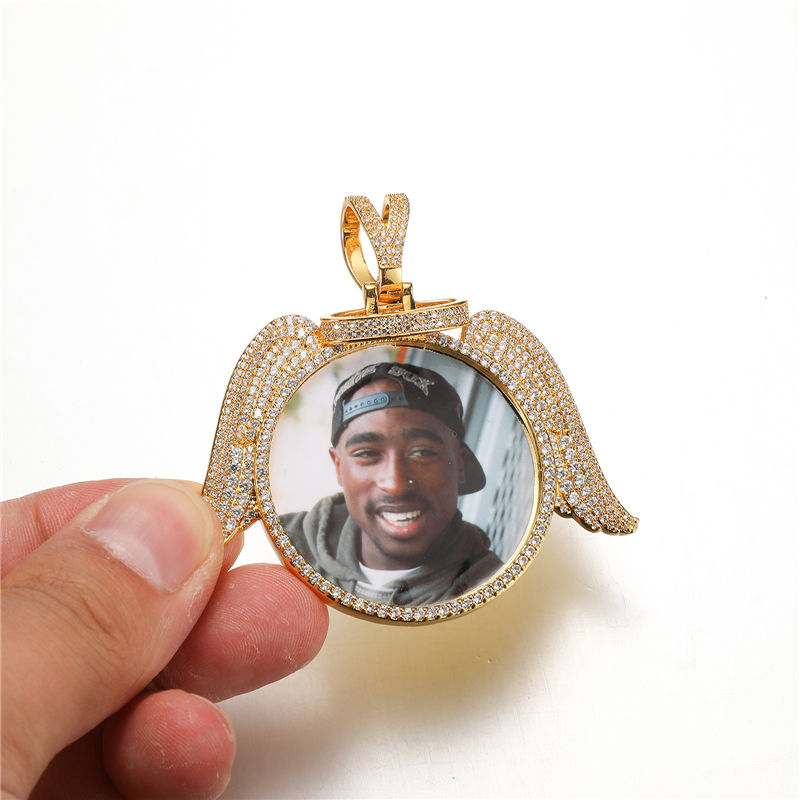 Miniatura: Hip Hop Personality Angel Wings Custom Picture Cubic Zircon Necklaces & Pendant