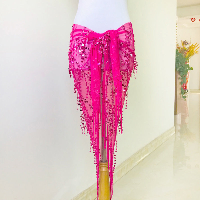 Thumbnail: Colorful Sequins Tassel Belly Dance Belt Show Costumes Belly Dance Hip Scarf Fo