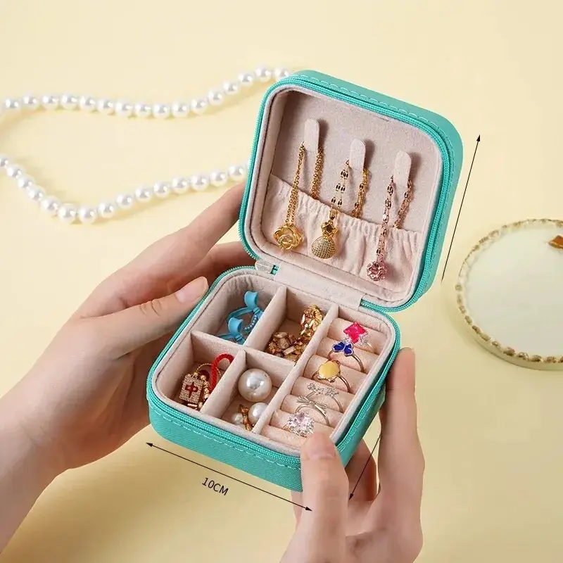 Thumbnail: Mini jewelry storage box portable family travel earrings necklace storage box f