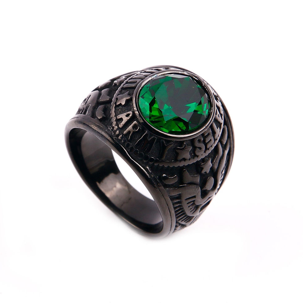 Thumbnail: Gold Color U.S. Air Force Army Engrave Ring For Men Stainless Steel Blue Gem Vi