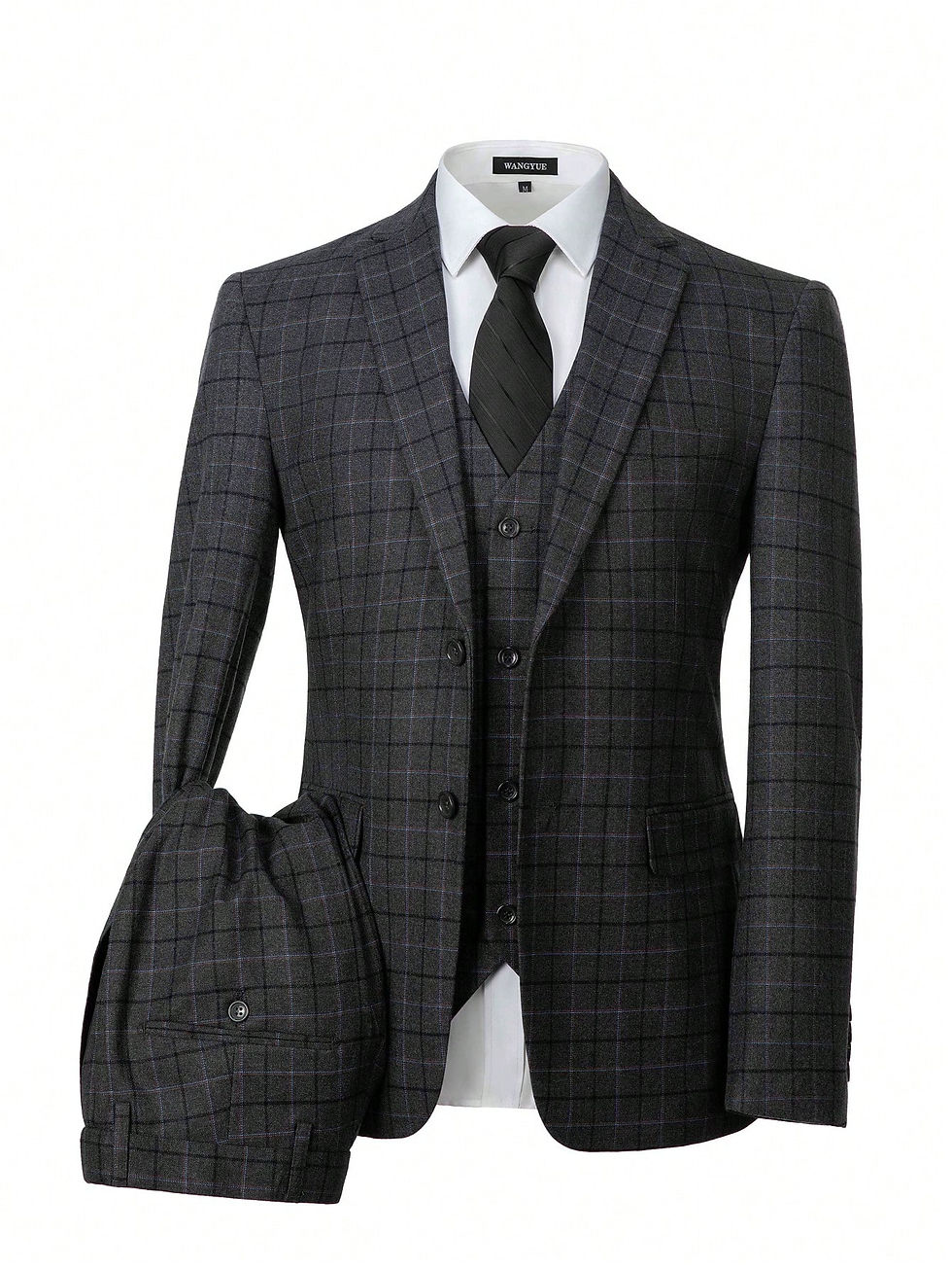 Minijatura: 3pcs Men's Plaid Blazer, Vest, And Pants Suit Set