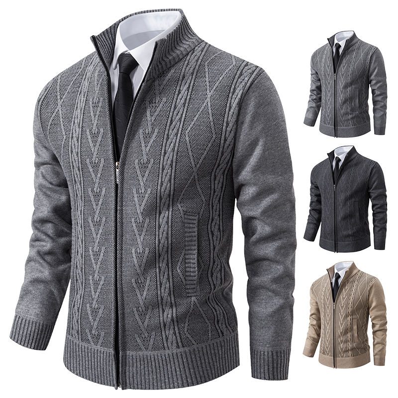 Thumbnail: 2023 autumn and winter new cashmere padded warm casual men's knitted sweater co