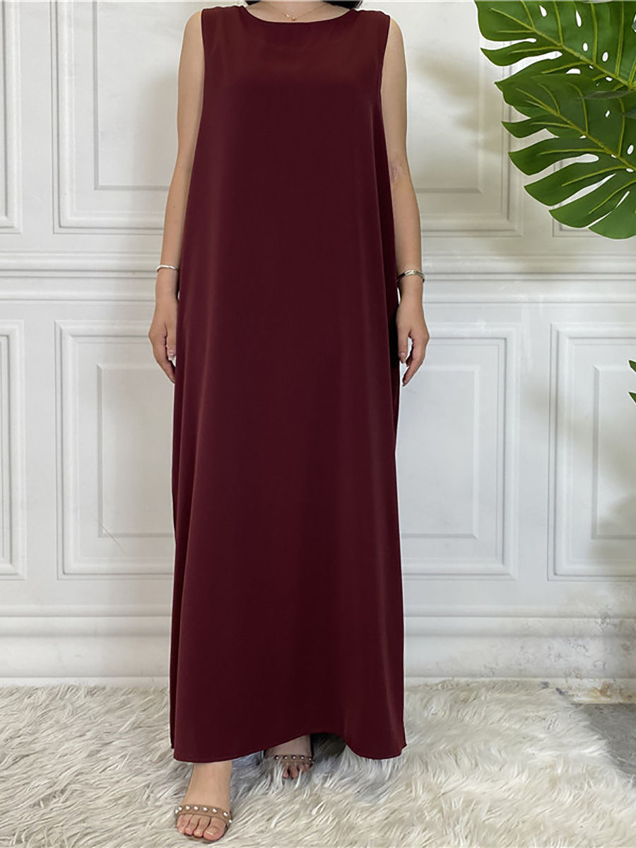 Thumbnail: Modest Abaya Femme Casual Vestido All-Match Sleeveless Inner Dress Muslim For W