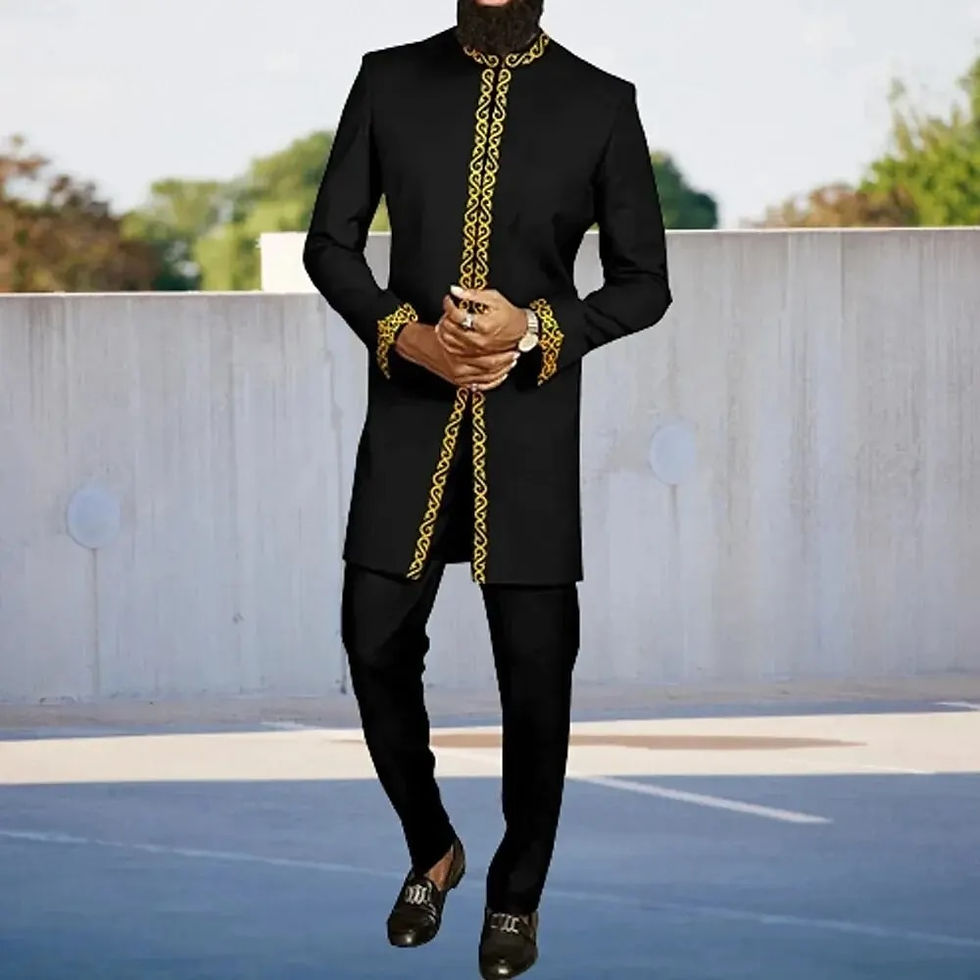 Thumbnail: New In Dashiki 2 Pieces Sets Abaya Men's Clothing Shirt Pant Set Long Sleeve El