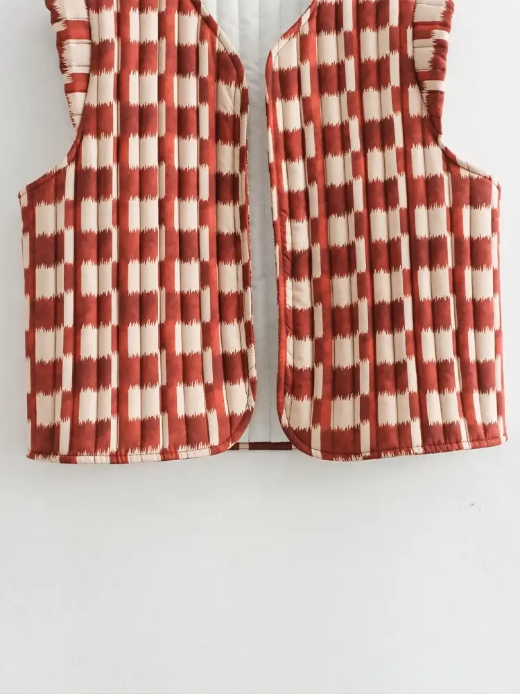 Miniatura: Willshela Women Fashion Printed Sleeveless Jacket Waistcoats Vintage V-Neck Ves