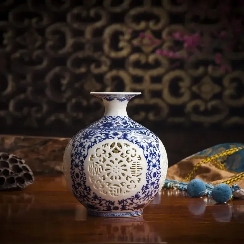 Miniatura: Ceramic hollow Flower vase modern home decoration dried flower vase Living Room
