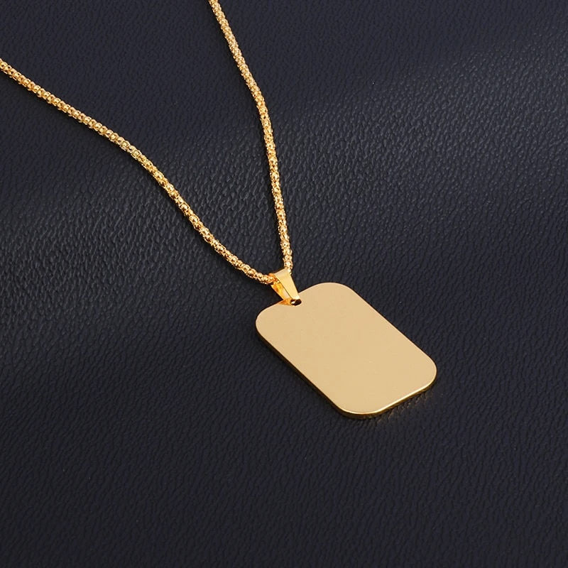 Thumbnail: Hip Hop Military Style Stainless Steel Dog Tag Pendant Necklace for Men Women G