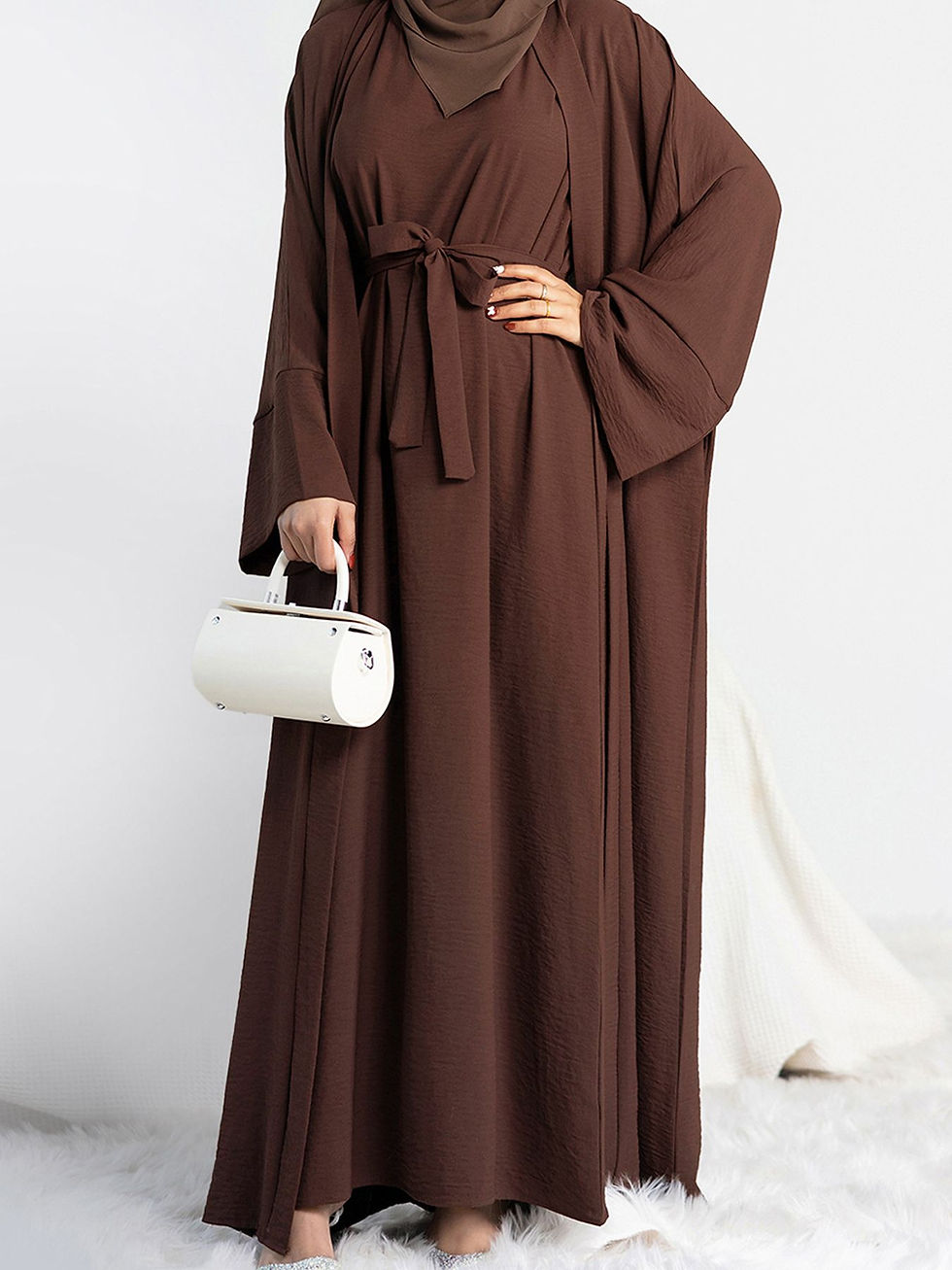 Miniaturbild: Modest Women Open Abaya Kaftan Dubai Turkey 2 Piece Muslim's Set Luxury Islam R