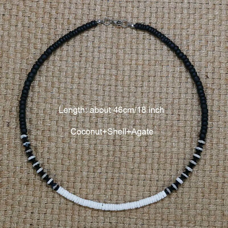 Thumbnail: 2023 Tribal Coconut Beads Necklace Men Ethnic Bohemia Puka Shell Surfer Necklac