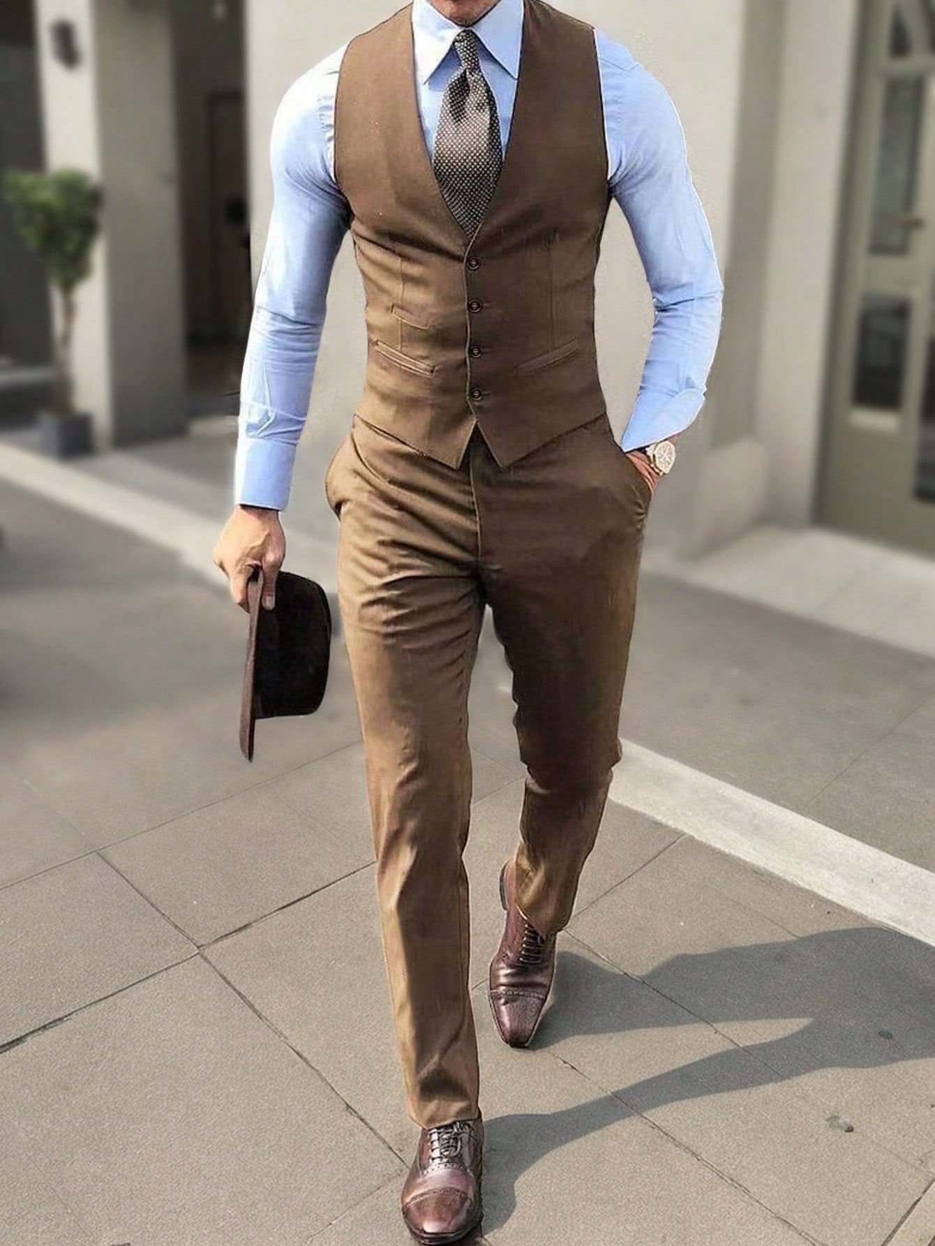Manfinity Mode Men Button Up Waistcoat And Suit Pants (Without Blazer And Shirt)