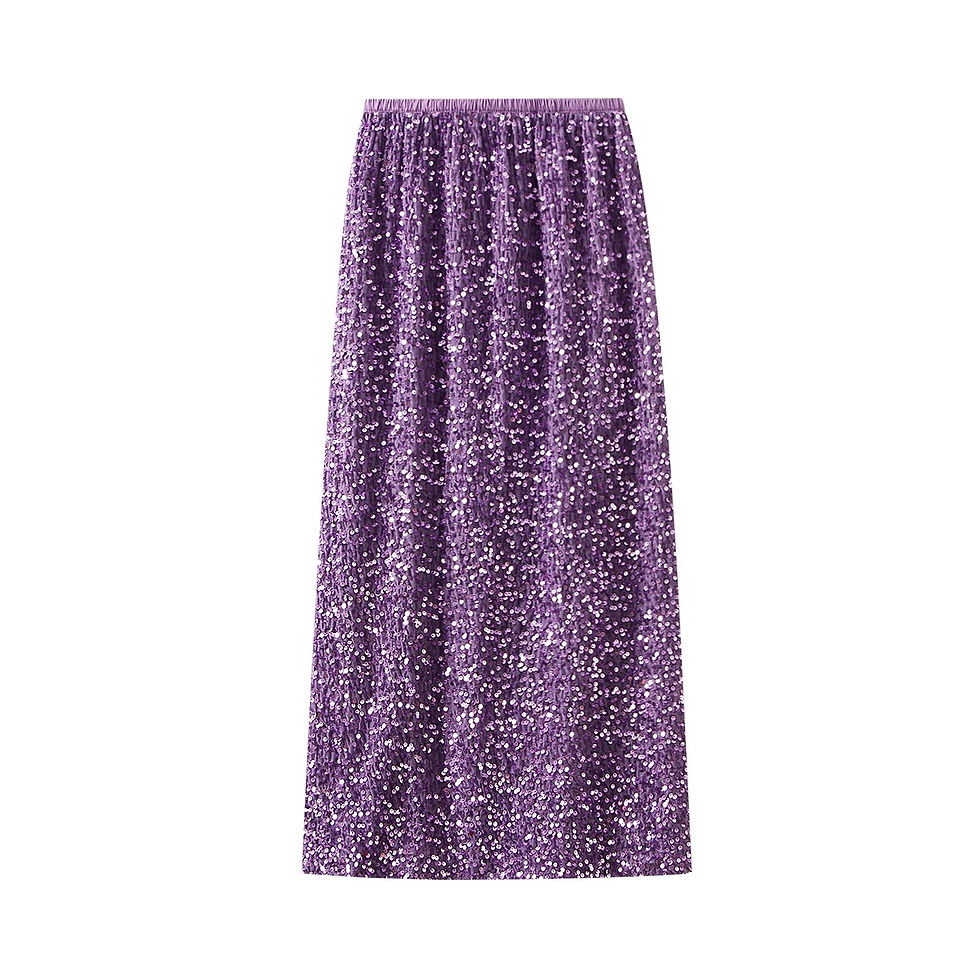 Thumbnail: Women Elegant Shiny Sequined Long Skirt Summer Fall Elastic Waist Casual Skirts