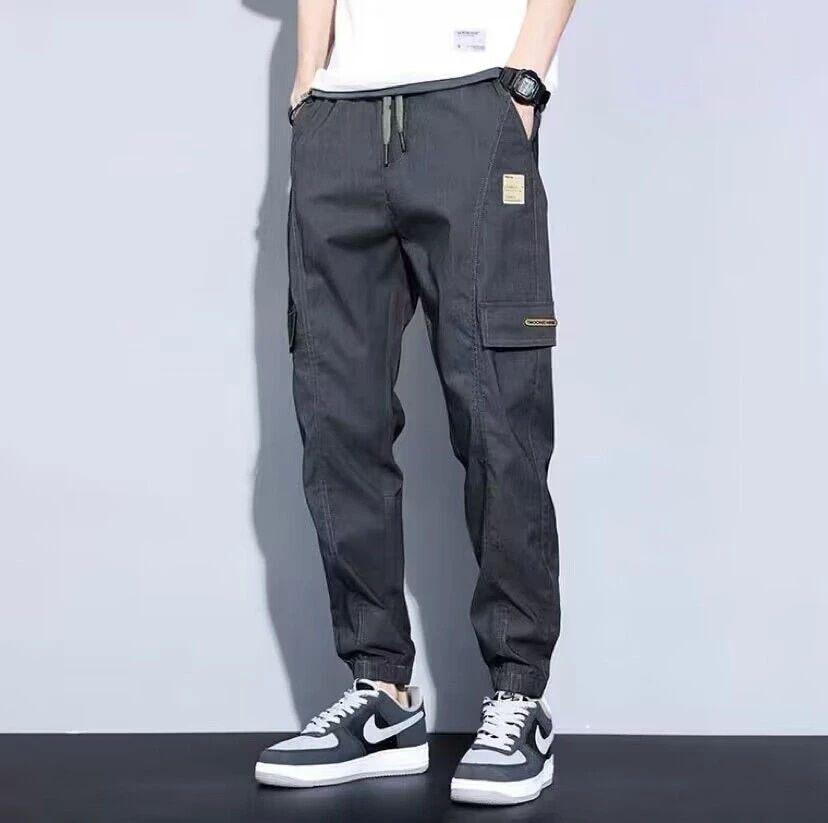 Thumbnail: Trendy Men Pants Soft Fabric Multi Pockets Elastic Waist Spring Summer Cargo Pa