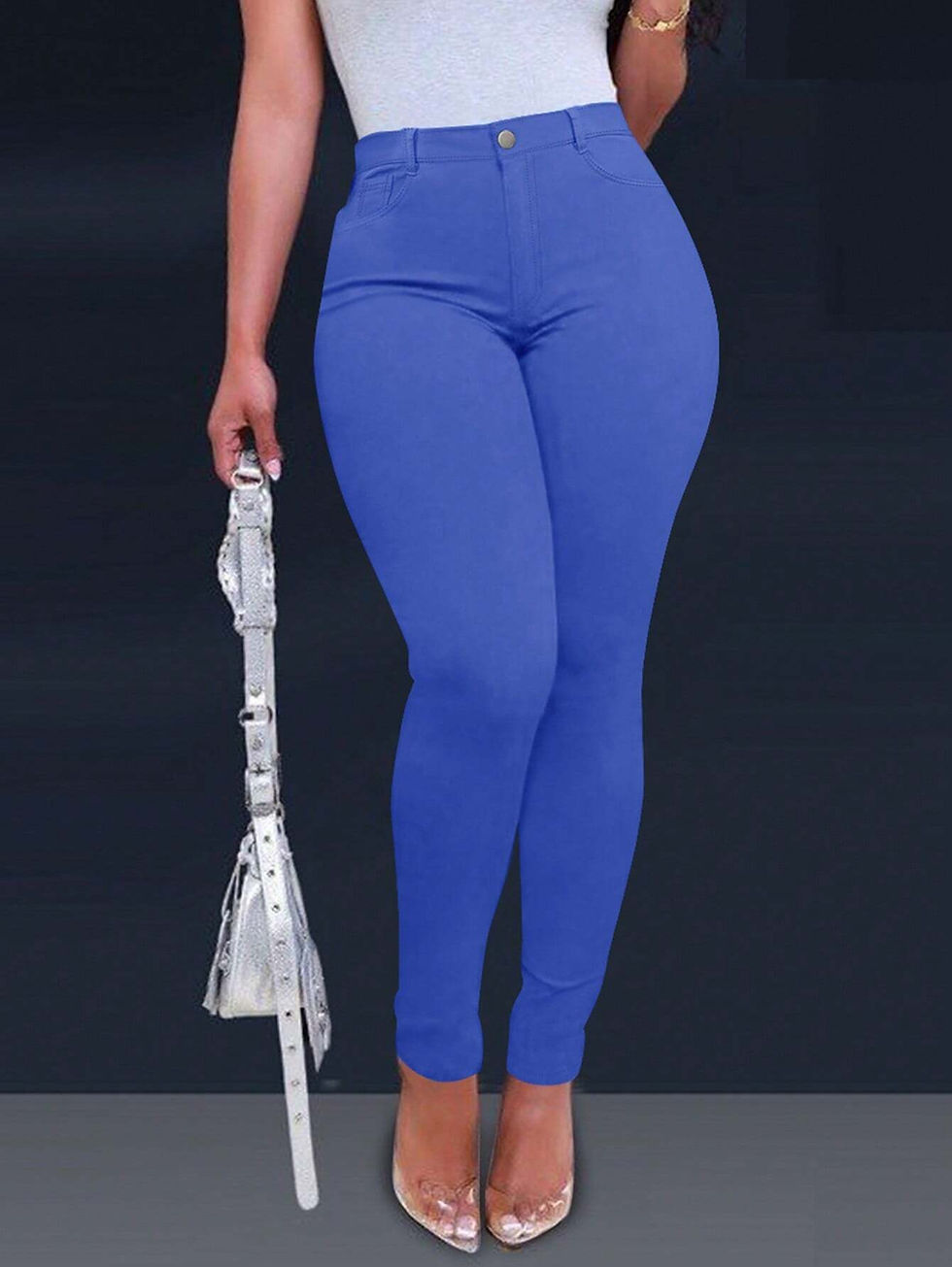 Thumbnail: Apperloth A High Waist Ultra Stretchy Slant Pocket Skinny Tapered Pants Work Sl