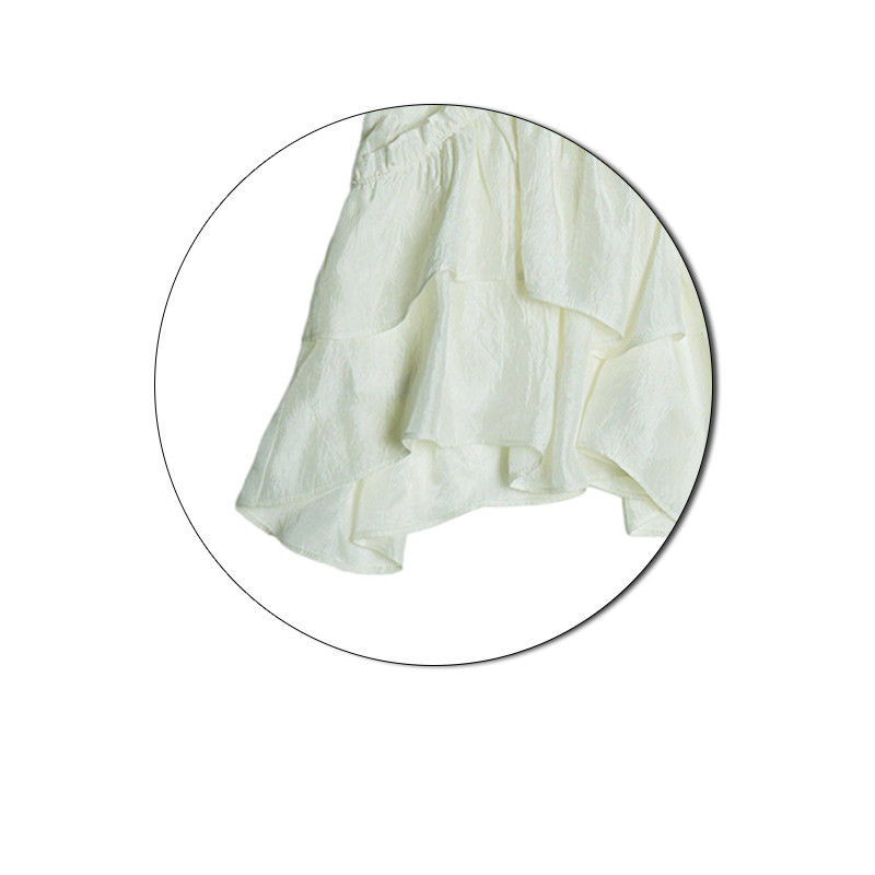 サムネイル： Vintage Low-rise Embossed White Skirt For Women
