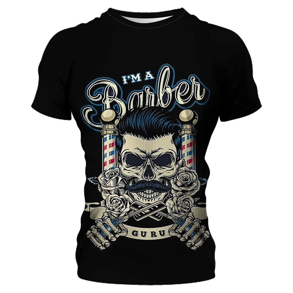 Thumbnail: Summer T-Shirt Men Shirt 3D Barber Custom Clothing O Neck Oversized Casual Shor