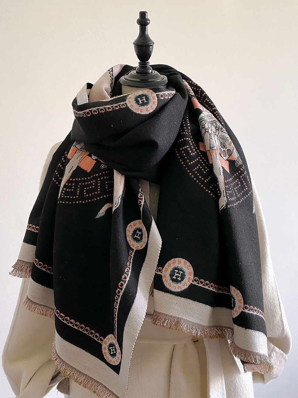 Thumbnail: Winter women's horse print faux cashmere scarf fall and winter thickened fashio