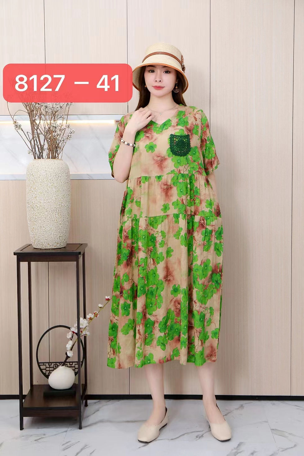Thumbnail: Women Dress Summer 2024 Print Indian Loose Clothing Cotton Linen New in Dresses