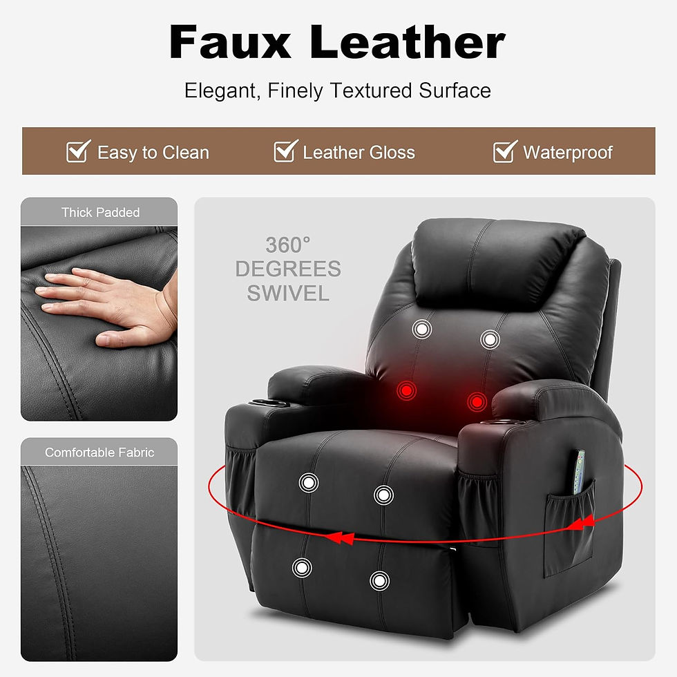 Pikkukuva: Rocking Chair with Massage and Heat, 360° Swivel Recliner Chairs for Adults, Ro