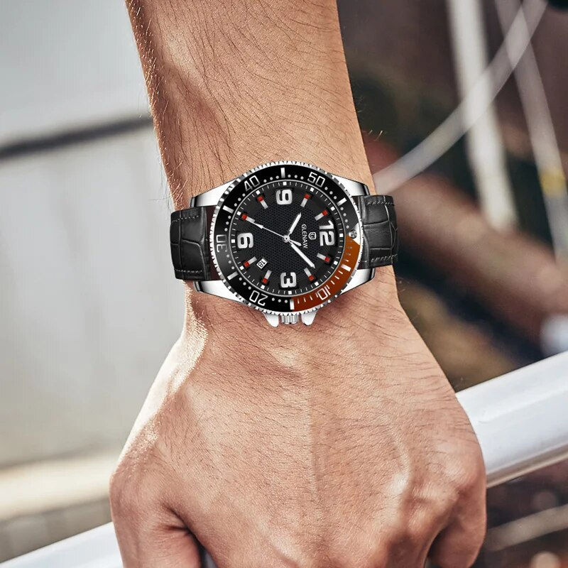 Thumbnail: relogios masculino GLENAW Mens Watches Top Brand Luxury Military Sport Watch Fo