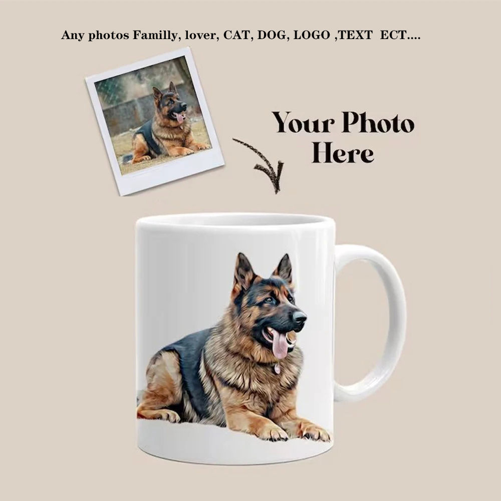 Personalised Your Photo Mug, Custom NAME IMAGE TEXT Cup,Customize Dog ,Cat,Fami