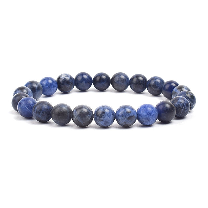 Imej kecil: Natural Stone Beads Bracelet For Women Men Amethysts Crystal Quartzs Aquamarine
