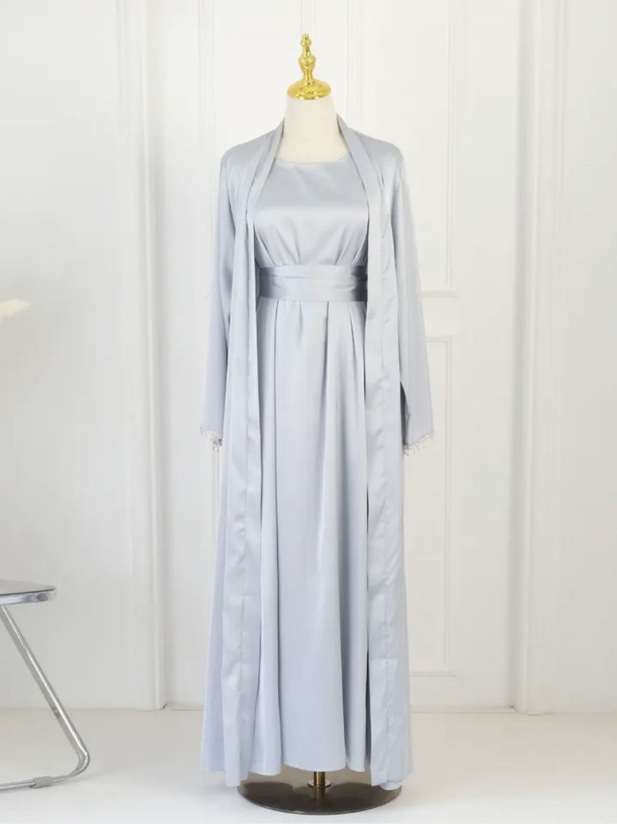 Miniature : Latest diamond beading Kimono Muslim Robe abaya syari female full length Tassel