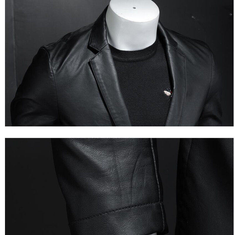 サムネイル： 2023 New Suit Oversized Leather Jacket Business Fashion Men's Vegan Jacket Men'