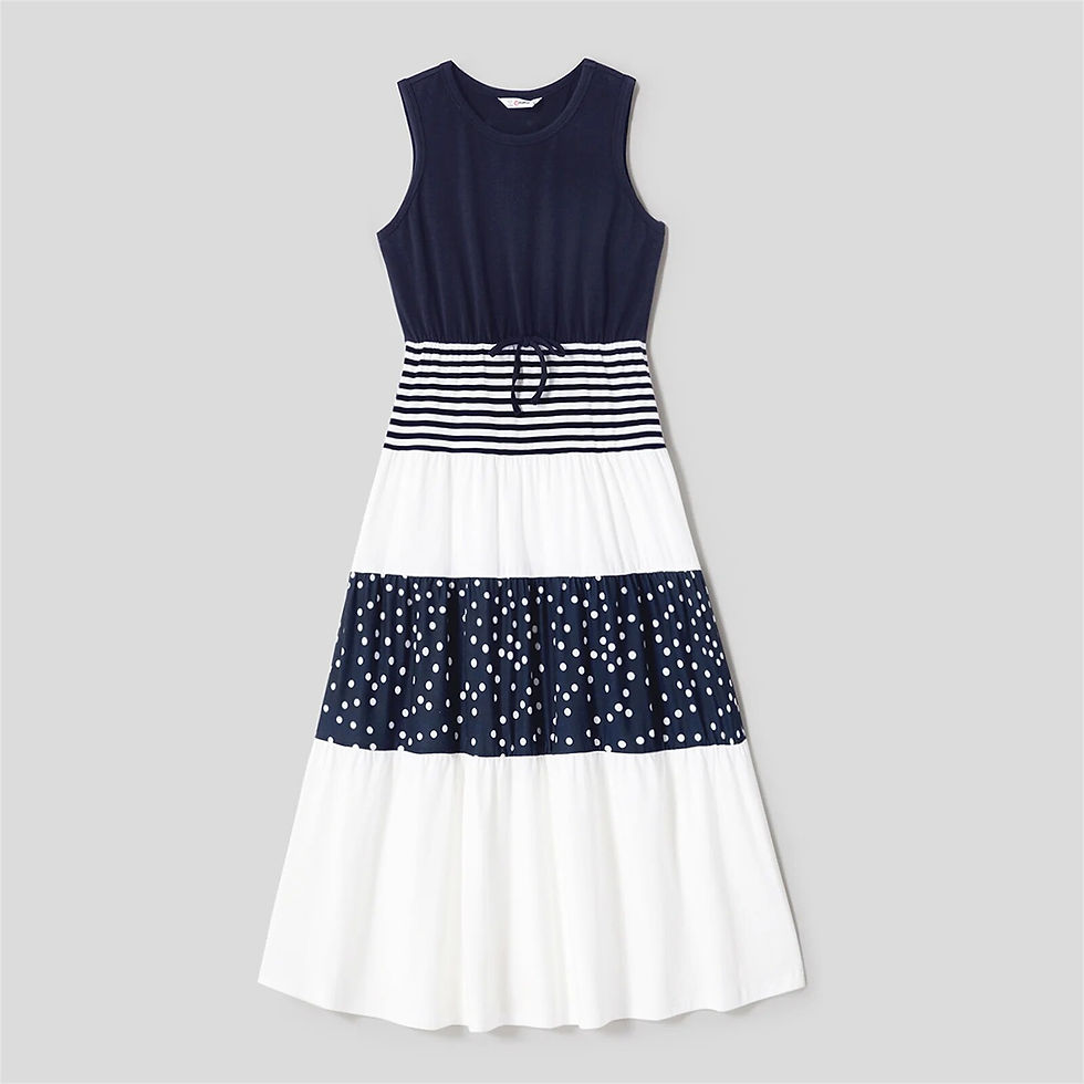 Miniatura: PatPat Family Matching Outfits Cotton Colorblock Striped Short-sleeve Tee and S