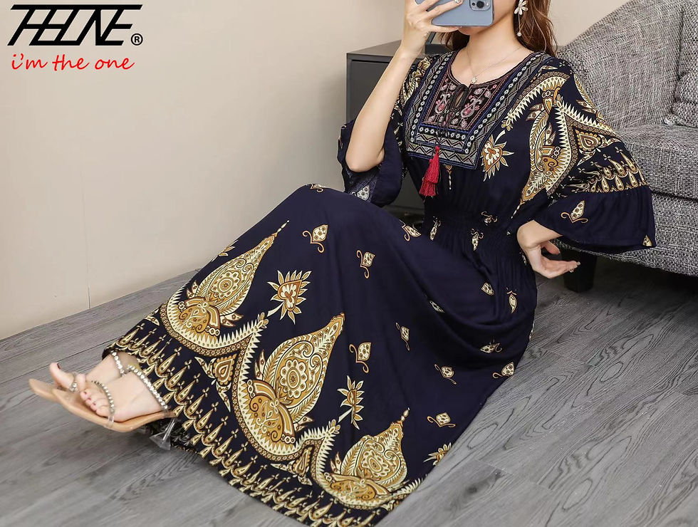 Thumbnail: THHONE Summer Dress for Women Robe Maxi Long Boho Bohemian Indian Clothes Korea