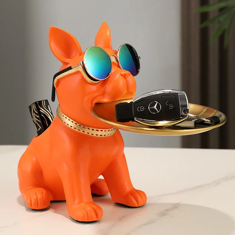 Miniatura: Fancy Bulldog Statue with Tray and Bin Living Room Desk Decoration Nordic Dog S