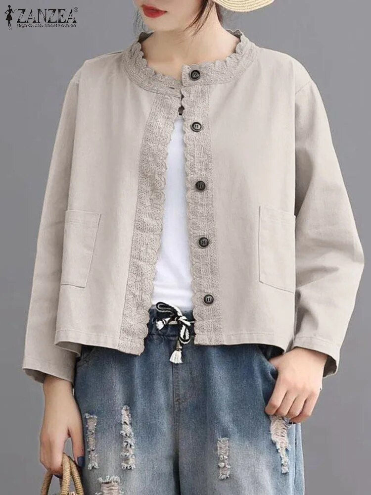 Miniatura: 2023 ZANZEA Autumn Vintage Long Sleeve Jackets Woman Elegant Lace Crochet Casua