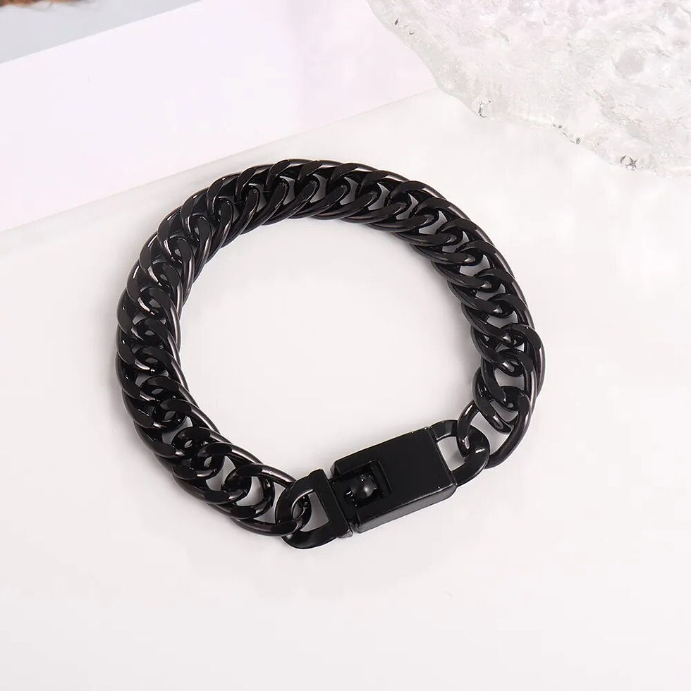 Thumbnail: New Trendy Cuban Chain Bracelet for Men Hip-Hop Metal Bracelets Buckle Chains B
