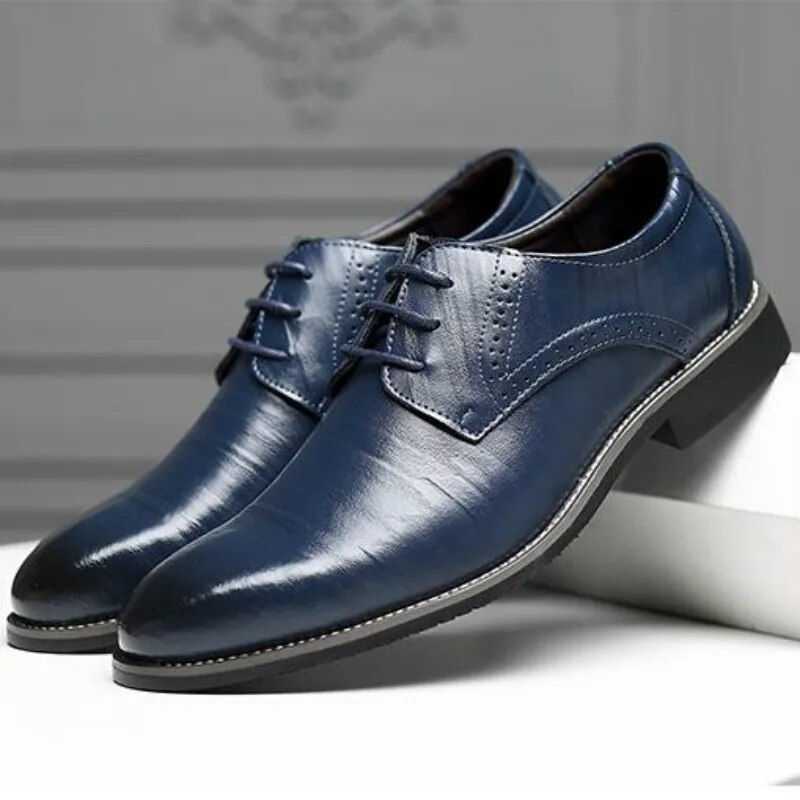 サムネイル： Men Oxfords Shoes British Black Blue Shoes Handmade Comfortable Formal Dress Me