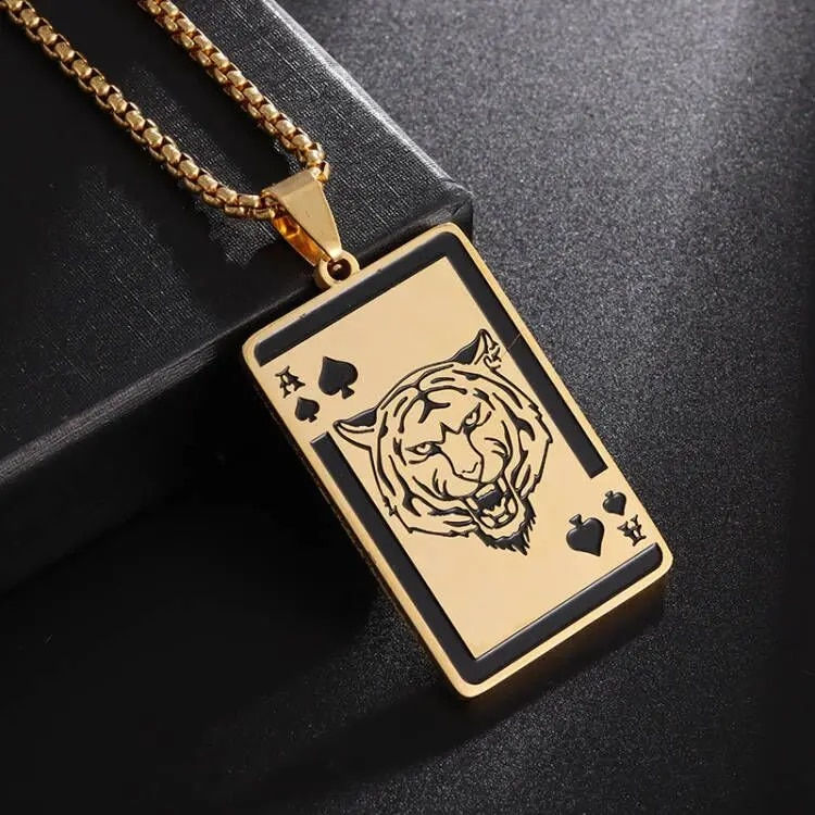 Miniatura: Fashion Personality Military Tag Glossy Rectangle Stainless Steel Pendant Neckl