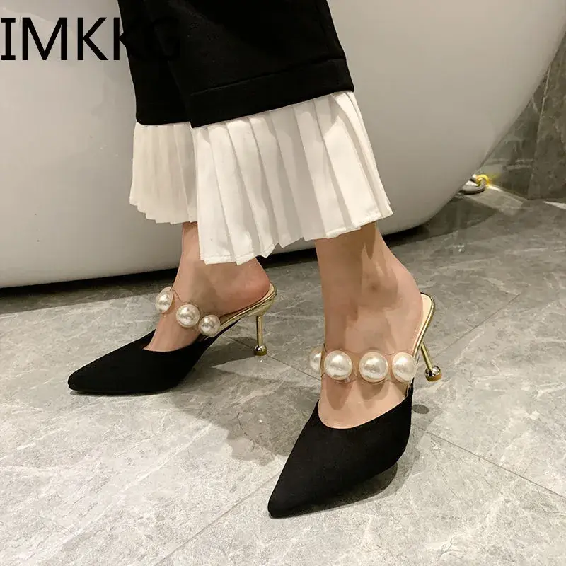 Miniatura: Pearl Black Sandals Women Summer Autumn Shoes Woman Thin Heels 2020 Womens Outd