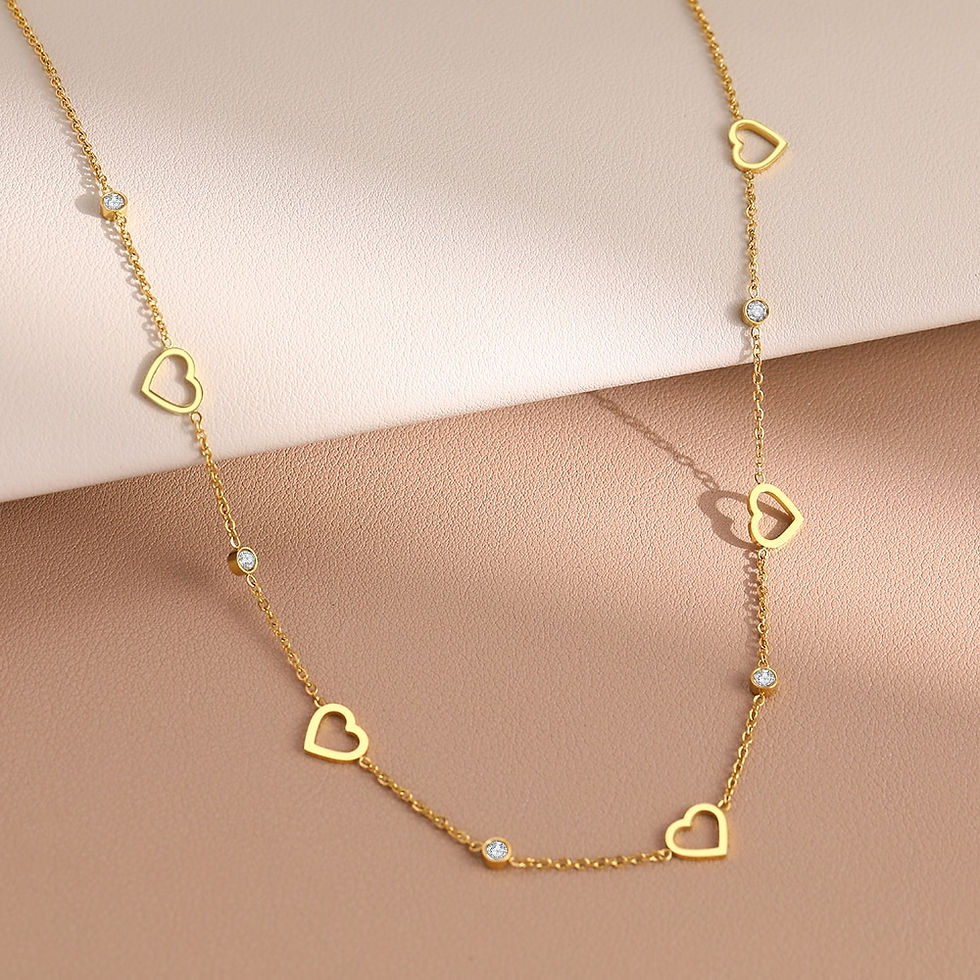 Thumbnail: Stainless Steel Necklaces Elegant Hollow Heart Light Luxury Crystal Zircon Chok