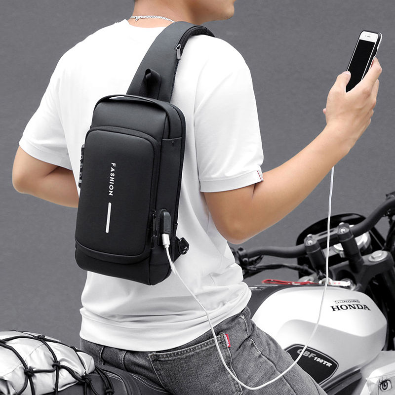 Miniatura: Men's Multifunction Anti-theft USB Shoulder Bag Man Crossbody Cross Body Travel