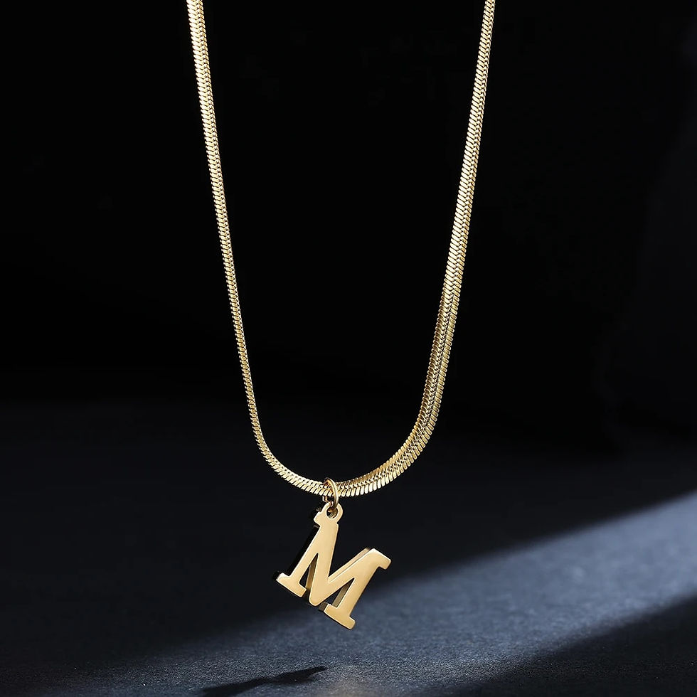 Miniatura: A-Z Alphabet Gold Plated Stainless Steel Pendant Necklace for Women Snake Chain
