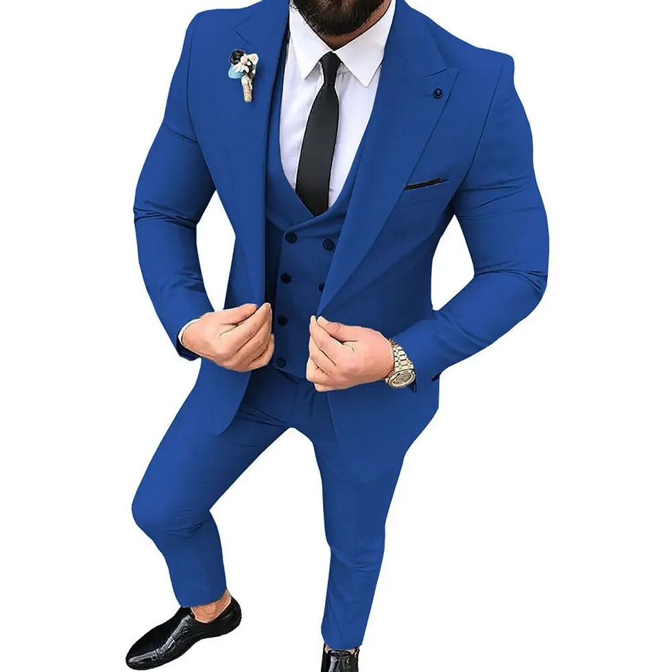 Thumbnail: Blazers Men's Fashion Banquet Slim 3 Piece Suit Set / Male Business Solid Color