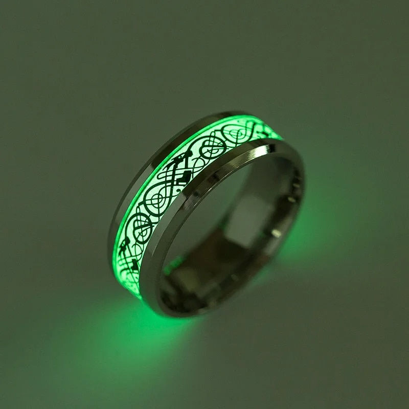 תמונה ממוזערת: Stainless Steel Luminous Finger Rings For Couples Glow In Dark Valentine'S Day