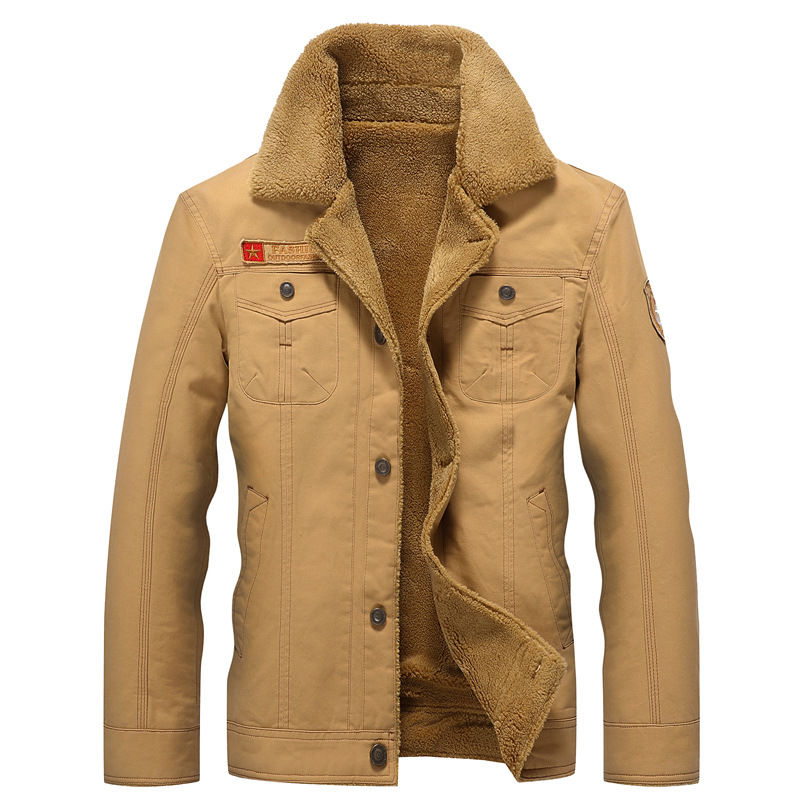 Thumbnail: 2023 Winter Bomber Jacket Men Air Force Pilot MA1 Jacket Warm Male fur collar M