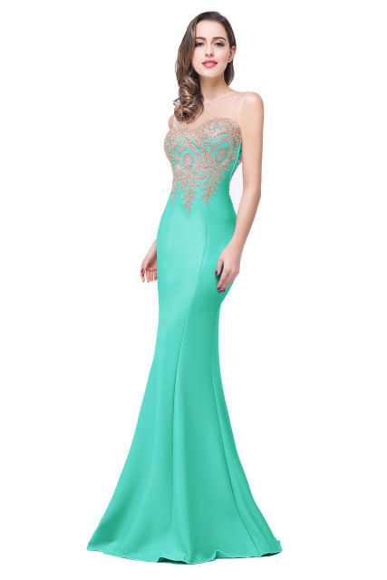 Thumbnail: Hot Sale 2024 Ivory Mermaid Wedding Dress Illusion Neck Applique Sleeveless Mar