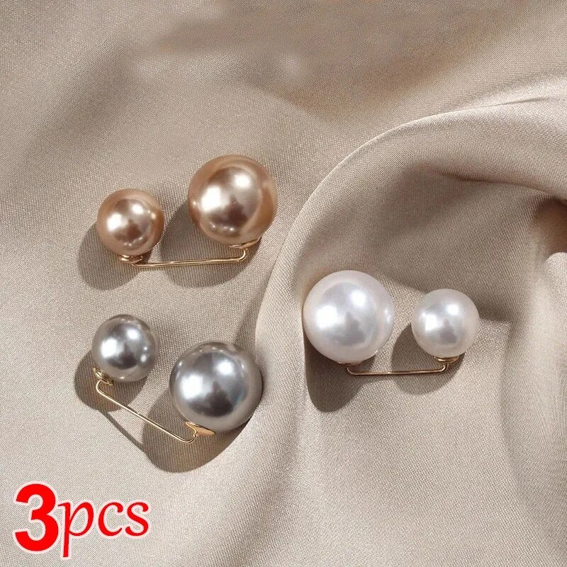 Miniaturebillede: 3/6Pcs Double Pearl Brooch Pins Anti-fade Exquisite Elegant Brooches for Women