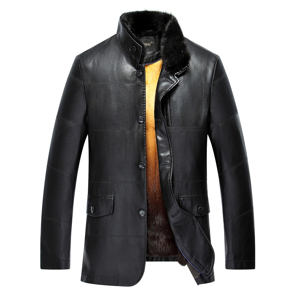 2016 New Brand PU Leather Jacket Men Winter Jackets and Coats Thickening fur Wi