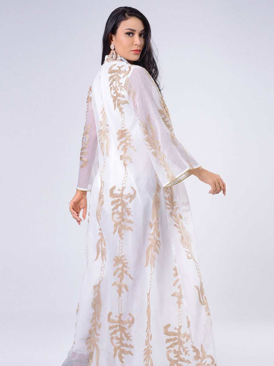 Thumbnail: Siskakia Sequins Embroidered Abaya Dress For Women Moroccan Kaftan Turkey Arabi